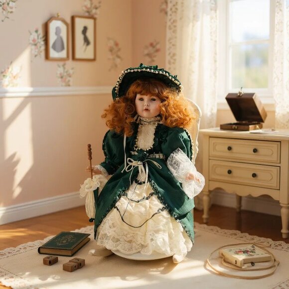 28 Inch Imperial Gem Collection Maureen Porcelain French Doll 1990's Vintage - Picture 1 of 16